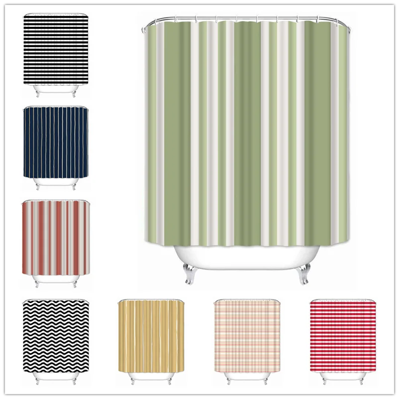 

Musife Custom High Quality Stripes Shower Curtain Waterproof Bathroom Polyester Fabric Bathroom Curtain