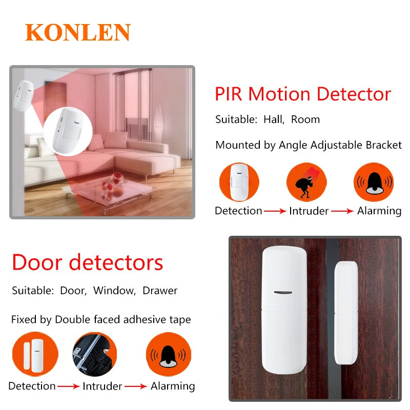 KONLEN Tuya Smart WIFI GSM Alarm System For Home Security Wireless Siren With IP Camera Google Alxea APP SMS Remote Control |