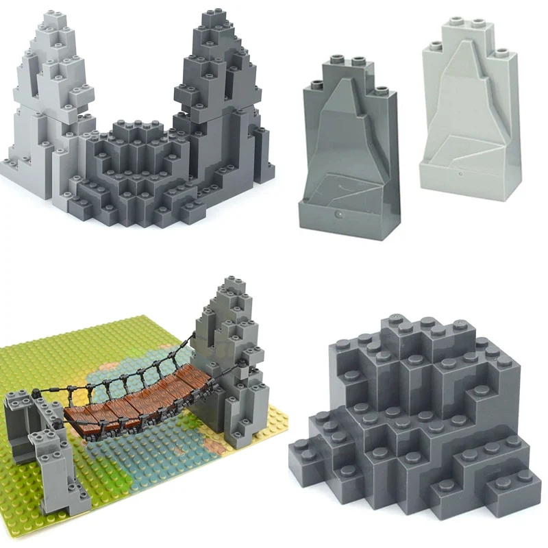 Moc Rock Panel 6082 6083 23996 47847 Rockery Mountain Scene DIY City Street View Bulk Hill Stone строительные блоки игрушки