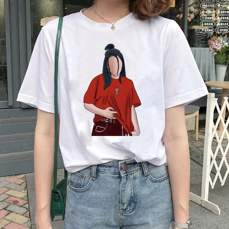 4006 Billie Eilish Harajuku графическая модная футболка для женщин 90s хип-хоп Ullzang футболка Bad Guy забавная футболка buy Friend Топ Футболка женская - Цвет: 4006