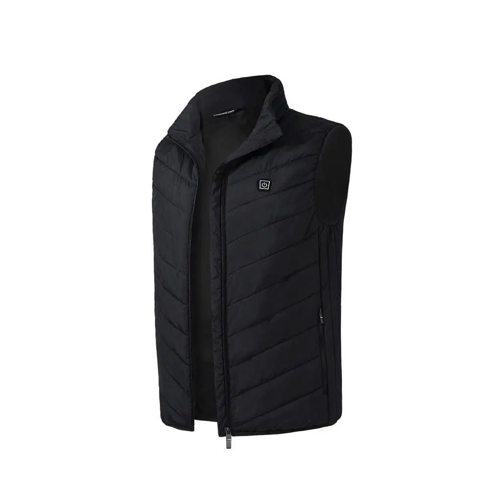 Black Winter USB Heating Vest Jacket Electric Thermal Clothing Waistcoat For Women Men Outdoor Hiking Camping Cycling - Color: Black
