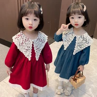 girl dress kids baby%c2%a0party evening gown 2021 solid lace warm plus thicken winter autumn princess cotton children clothing