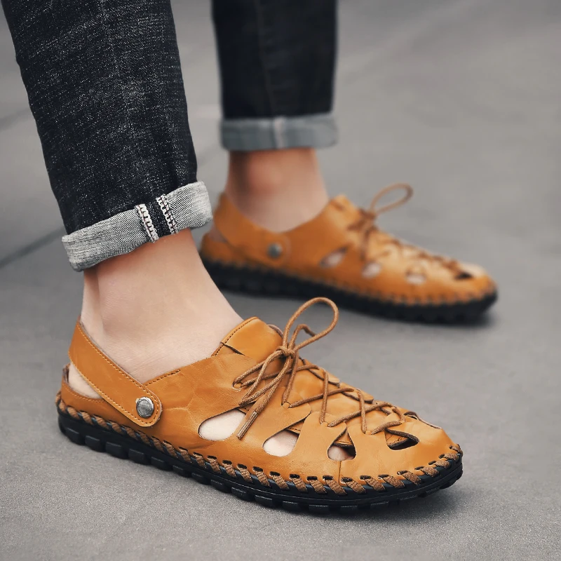 

Sandalias Playa Hombre Men's Breathable Sneakers Sandale Homme Shoes Sandalen Heren Summer Sandals Men Leather Big Size