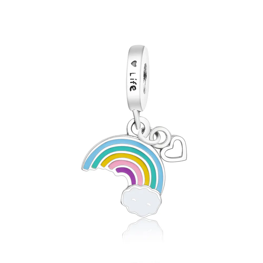 

Смешанные эмалированные радужные подвески, бусины, подходят к оригинальному браслету Pandora, 925 пробы, серебряные бусины для самостоятельного...