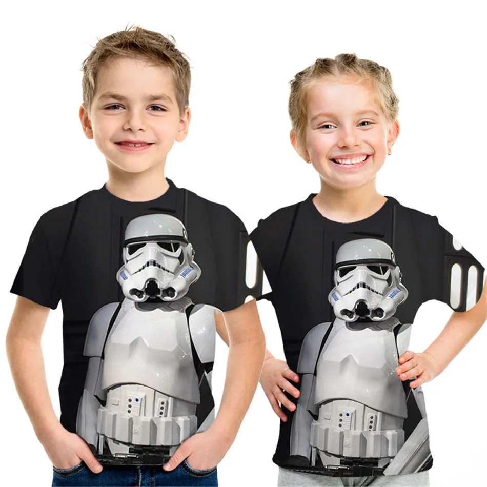 Летние детские футболки Joyonly 2021 с 3D рисунком роботов R2D2 для мальчиков и девочек