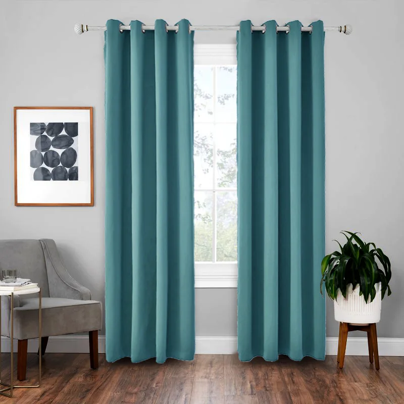 

solid green microfiber blackout tube curtain for window treatment 2 panels