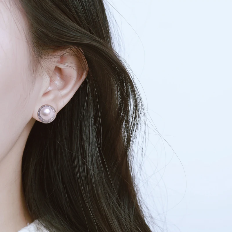 Женские серьги гвоздики с пресноводным жемчугом ZHBORUINI Винтажные из