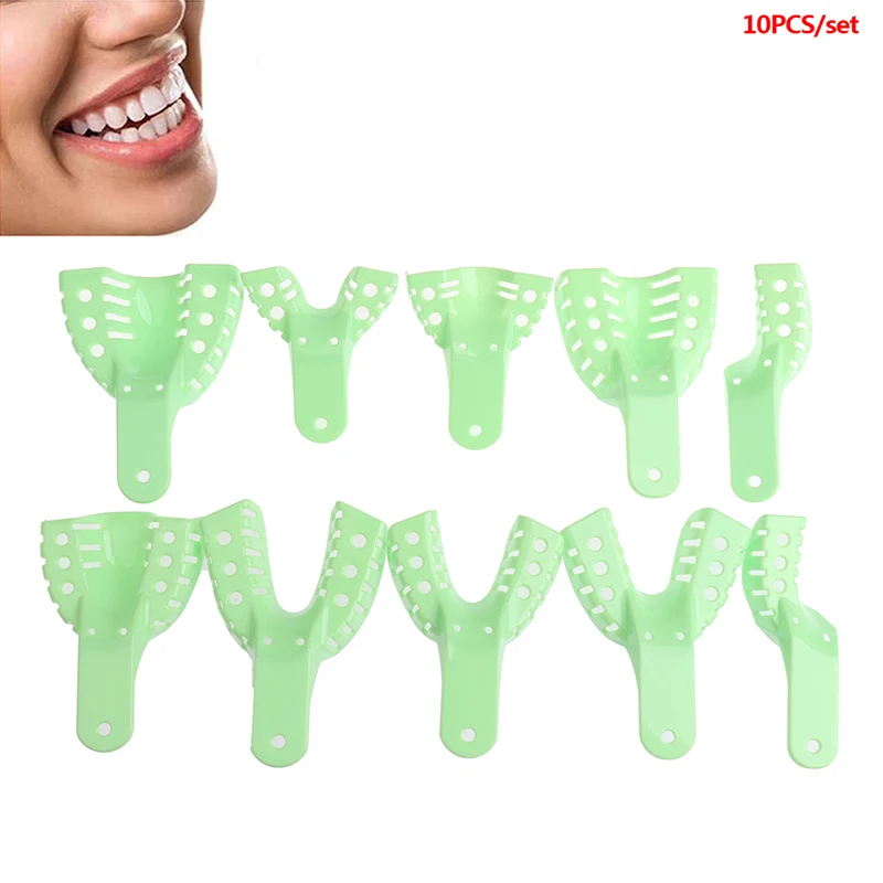 

10Pcs/set Dental Plastic Steel Impression Tray Impression Metal Mesh Plastic Metal Materials Dental Impression Trays