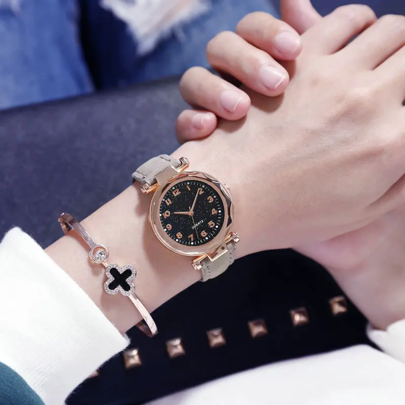 Luxury Womens Bracelets Watches 2019 Best Sell Star Sky Dial Clock Fashion Rose Gold Ladies Quartz Wristwatches relogio feminino | Наручные