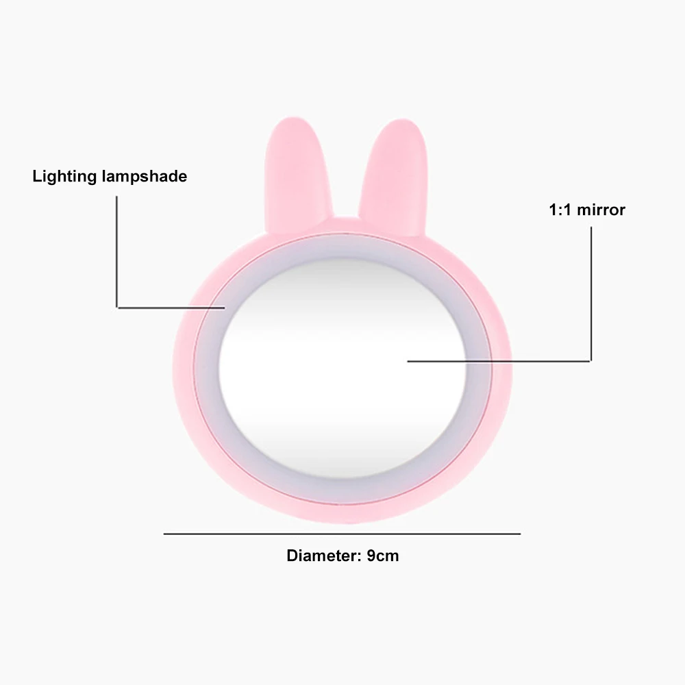 LED Makeup Mirror Mini Round Cute Pocket USB Rechargeable Lighting Small Travel Compact Cosmetic Portable |