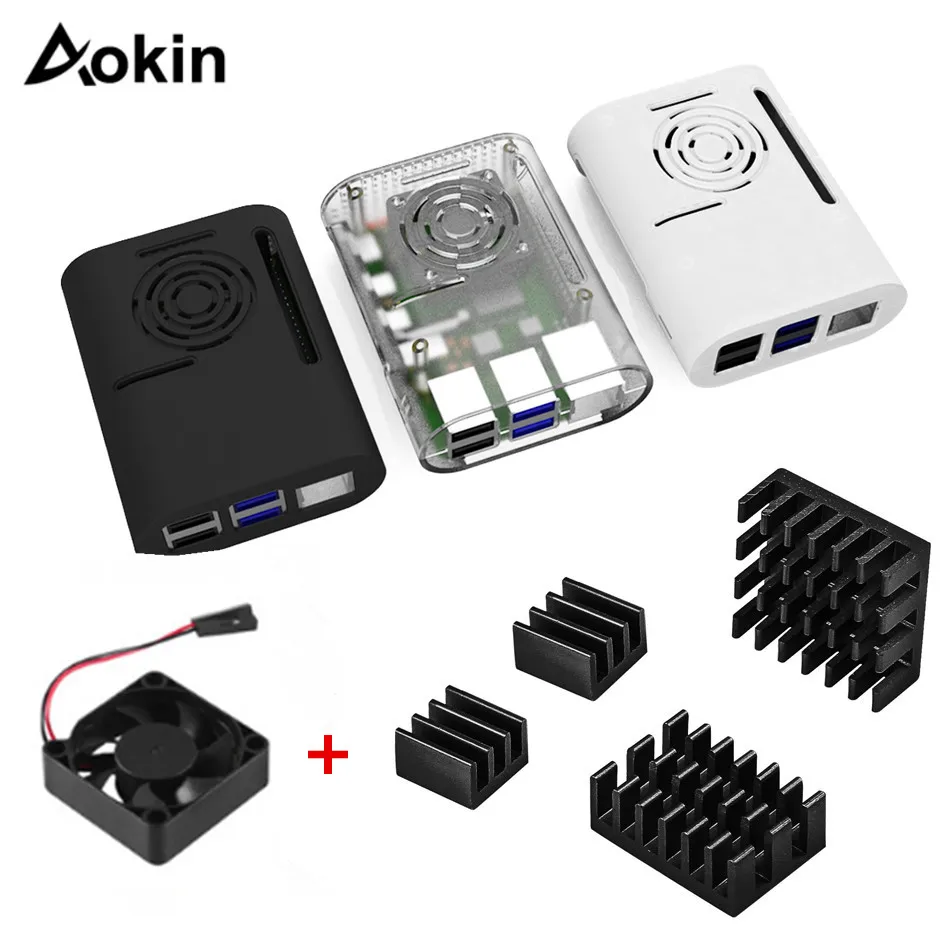 Чехол для корпуса Raspberry pi 4B прозрачный черный корпус с охлаждающим вентилятором 4