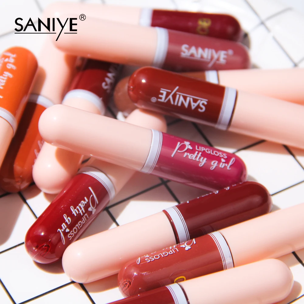 

SANIYE 14 Colors Mini Capsule Lip Gloss Liquid Matte Lipstick Waterproof Long-lasting Lip Matte Red Makeup Lipstick Cosmetics