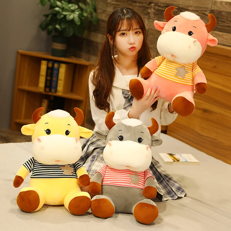 Горячая Huggable Kawaii корова Pet кукла чучела милое животное крупного рогатого скота