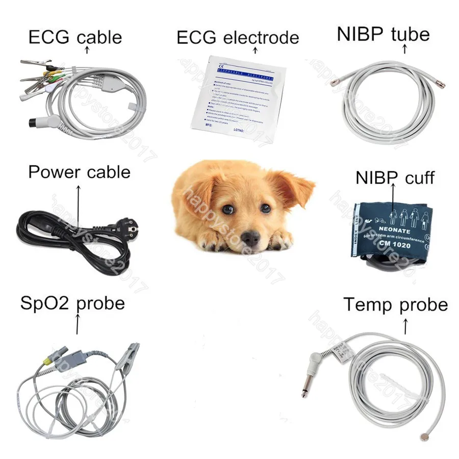 Contec LCDVeterinary Monitor CMS8000-VET 6 стандартных параметров ЭКГ RESP SPO2 PR двухканальный