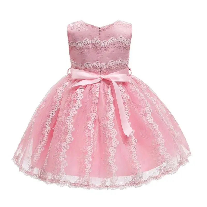 

New Girls Round Neck Sleeveless Lace Cocktail Princess Party Formal Tutu Dresses