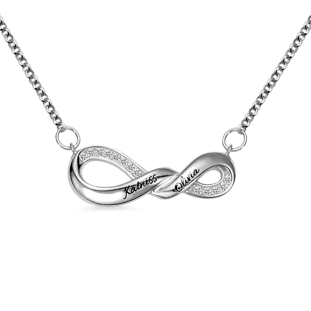 

Uonney Wholesale Personalized Shinning Engraved Infinity Double Heart Name Necklace Perfect Gift For Women