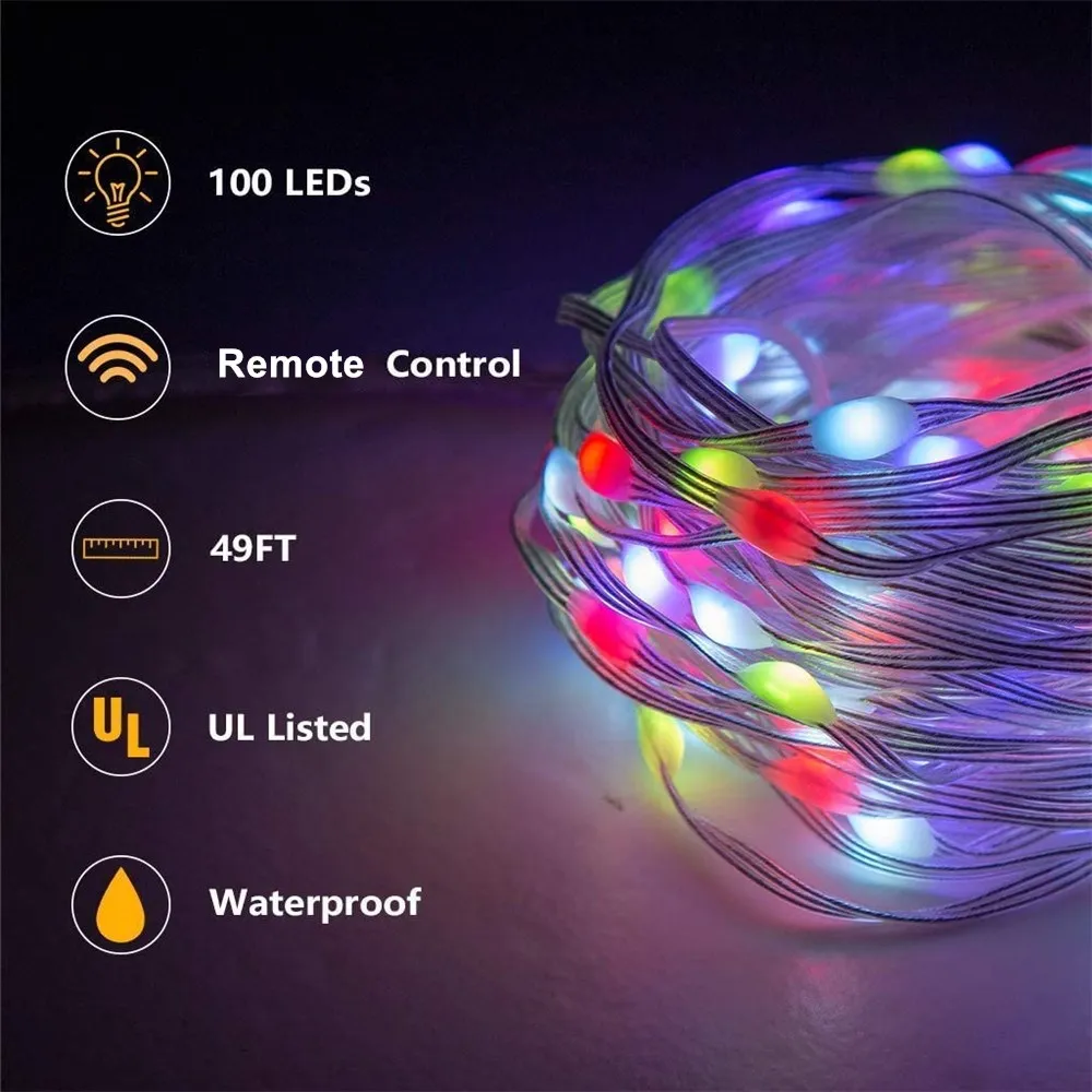 

Гирлянда светодиодная, 10 м, 100 светодиодов, RGB