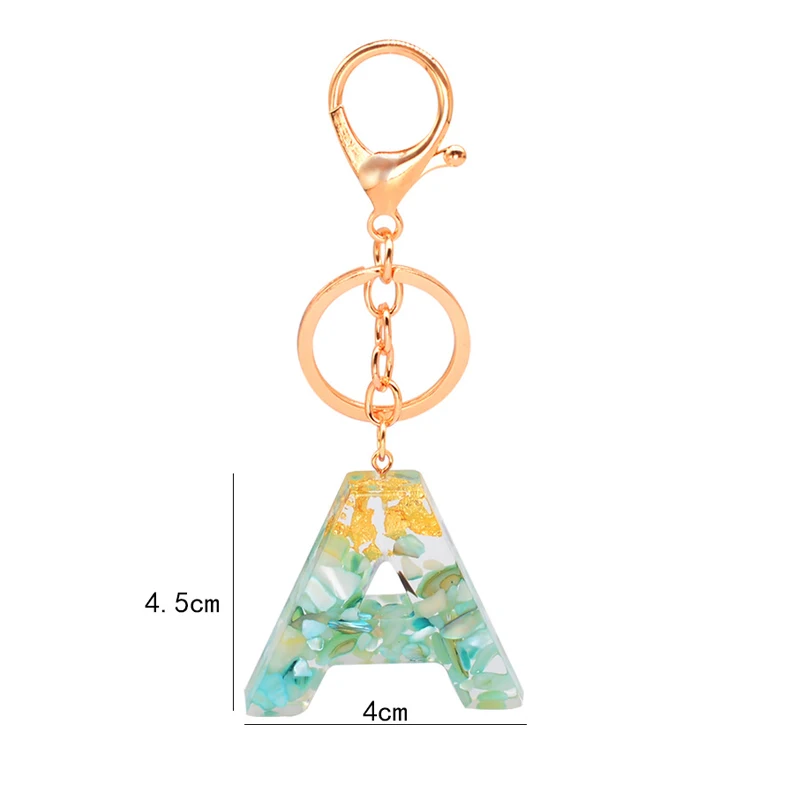 

26 English Letters Key Chain Gold Acrylic Glitter Casual Colorful Jewelry Ring Pendant Birthday Gift