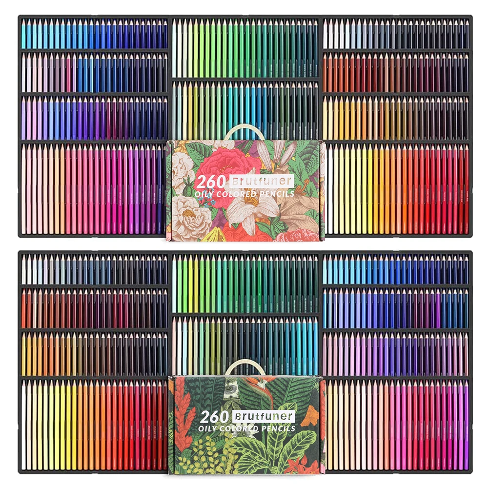 Brutfuner 260/520 Colors Professional Oil Color Pencils Set Sketch Colored Pencil For Drawing Coloring School Art Supplies