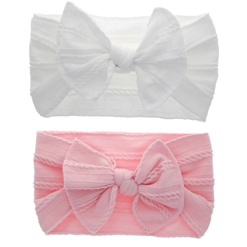 

2 Pcs Baby Headbands Infant Toddler Boy Girl Headwear Elastic Bowknot Solid Plain Turban Head Accessories Fashion Band 0-3 Years