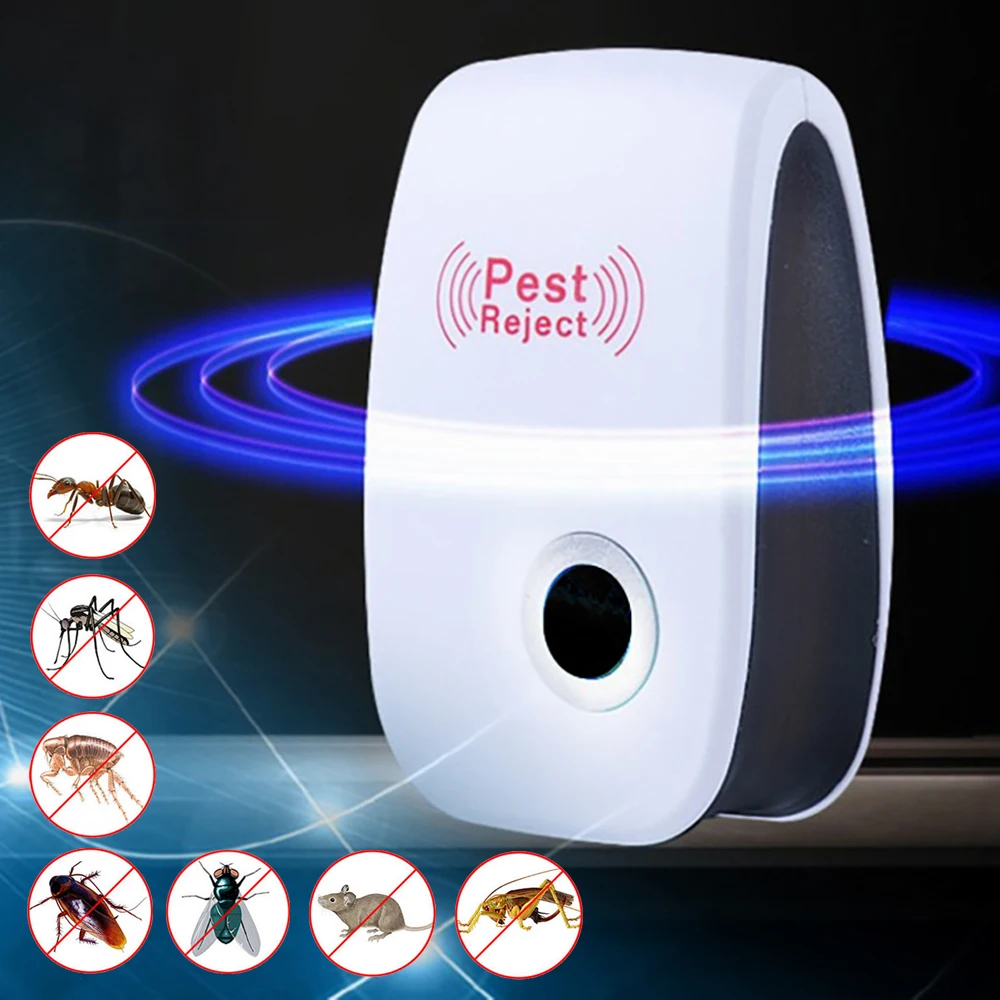 

90V-250V Electronic Ultrasonic Anti Mosquito Insect Bug Repeller Rat Mouse Cockroach Pest Reject Repellent EU Plug