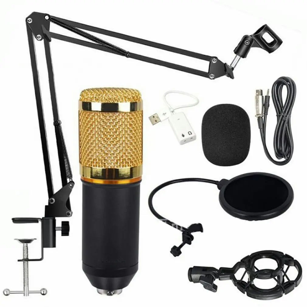 

Condenser Microphone Professional Voice Recording Microphone Karaoke Sound Card Microphone For Phone PC Microphone Mic Kit