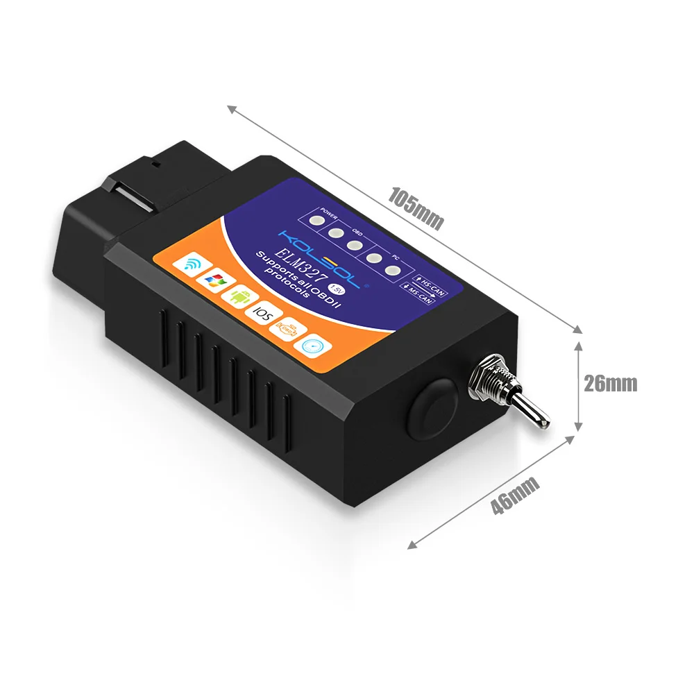 KOLSOL ELM327 Wi-Fi OBD2 сканер V1.5 ELM327 с переключателем Автомобильный сканер для Ford CH340+ 25K80 чип HS-CAN/MS-CAN