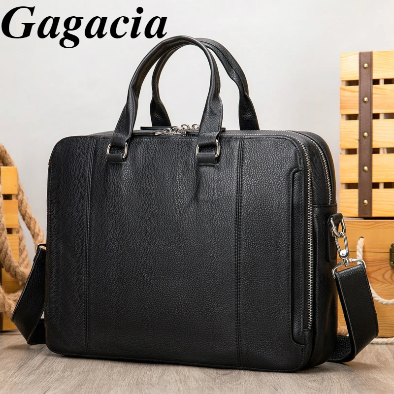 

Gagacia New Genuine Leather Man's Business Bag Real Cowskin Laptop Handbag For Men Luxury Designer Male Briefcase Tote Vintage