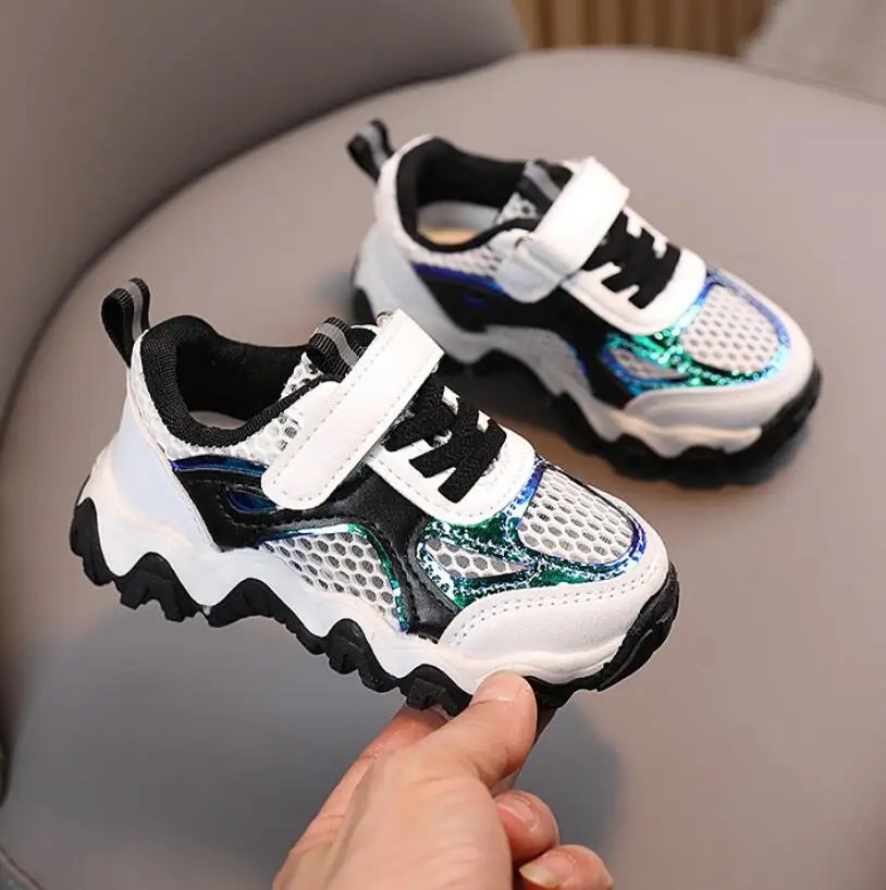 Брендовые модные детские сетчатые кроссовки для девочек и мальчиков