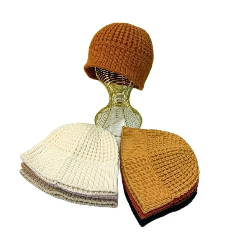 

Autumn Winter Women's Knitted Bucket Hat Woolen Twist Fisherman Hats Short Brim Beanie Girl's Warm Solid Color Casual Basin Cap