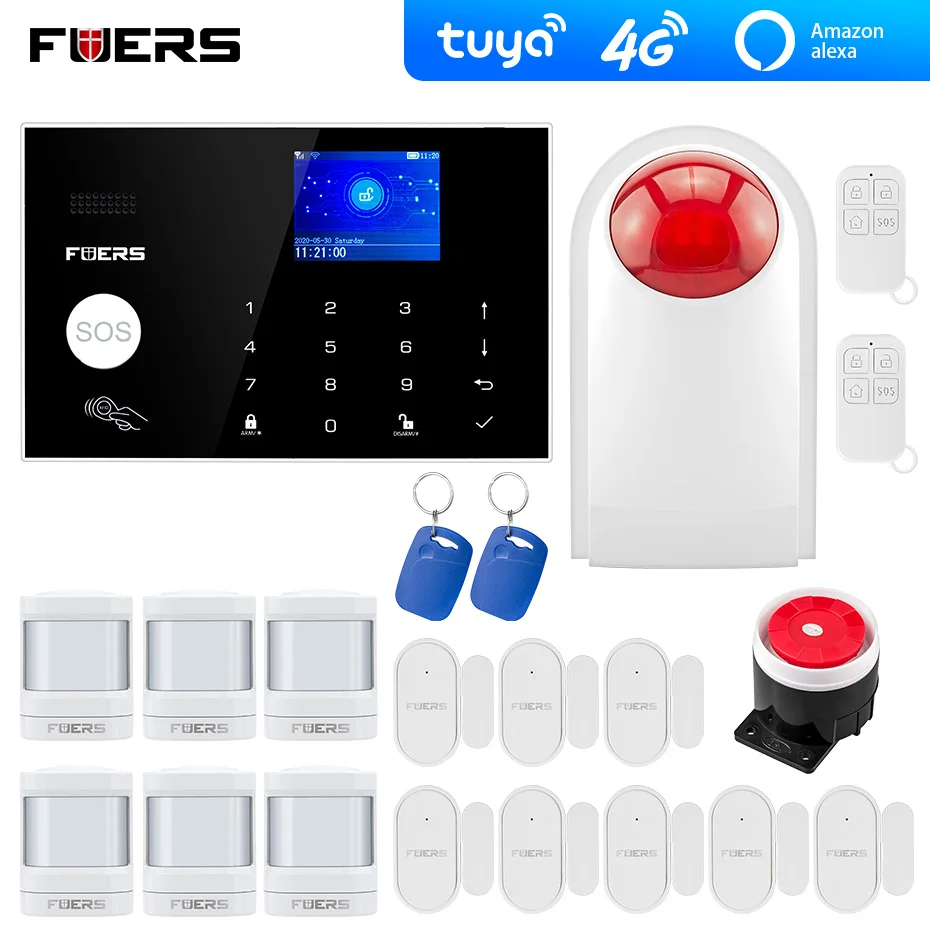 4G Wi Fi GSM сигнализация безопасности Tuya Alexa App Камера сенсорная клавиатура Smart Home