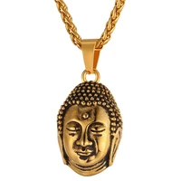 collare buddha necklaces pendants gold color buddhism stainless steel buddhist necklace women men indian jewelry p041