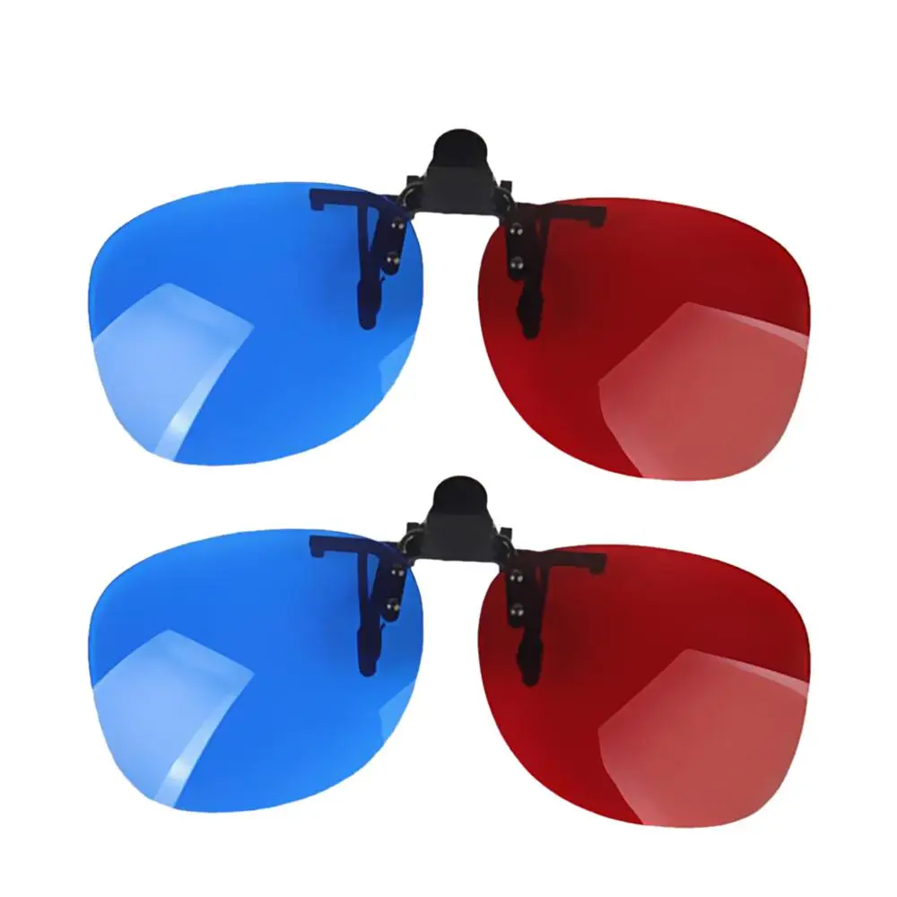 2 pcs 1 пара взрослых красно-синие 3D клип-на очки для 3D просмотра домашних фильмов модный стиль и прочный красный синий 3D клип на близорукость очки - Цвет: 2 pcs