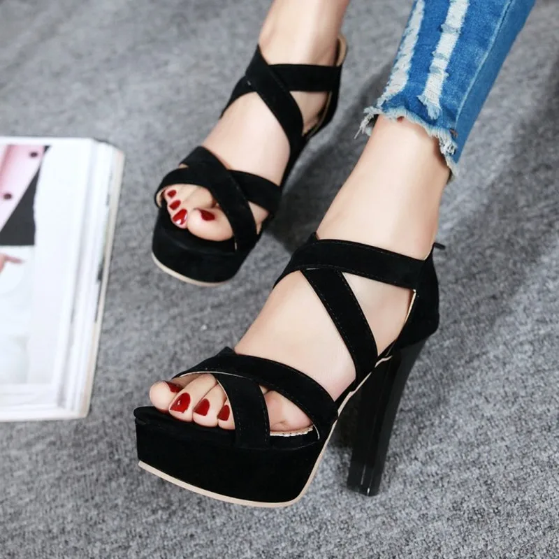 Туфли на высоком тонком каблуке 10 см плоском квадратном Женские сандалии