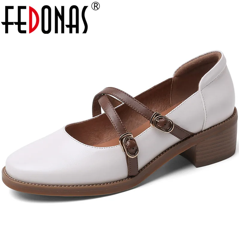 Женские туфли на шнуровке FEDONAS коричневые повседневные лоферы из воловьей кожи с