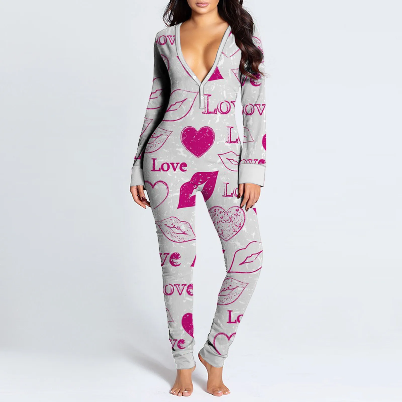 Комбинезон женский с длинным рукавом модная дизайнерская ночная рубашка принтом