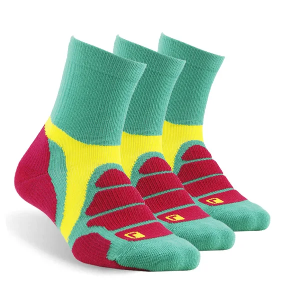 3 pair green red 3 пары спортивных носков для бега, ZEALWOOD унисекс из мериносовой шерсти, антиблистерные носки для пеших прогулок - Цвет: 3 pair green red