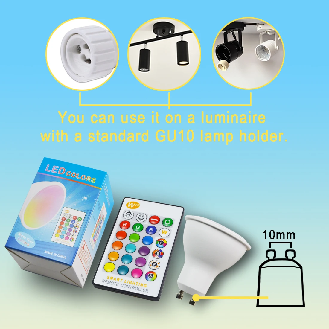 Светодиодный точечный светильник GU10 8 Вт RGB + белая лампочка 220 В 110 с регулируемой