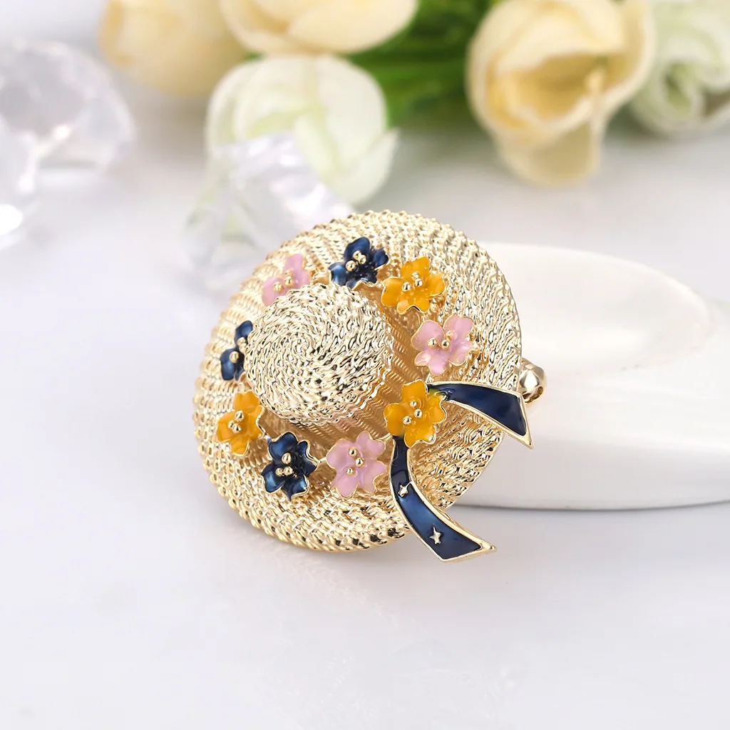 

New Fashion Creative Hat Brooches for Women Personality Drip Oil Straw Hat Corsage Suit Shirt Coat Sweater Badge Accessories