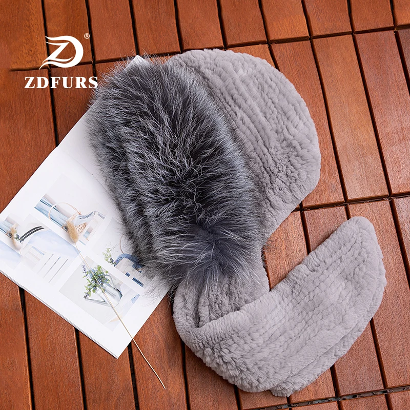 ZDFURS* новые женские шарфы из кроличьего меха с серебристой лисой, меховые полоски, зимняя теплая меховая шапка, шарф, мода для девочек, русский Снег