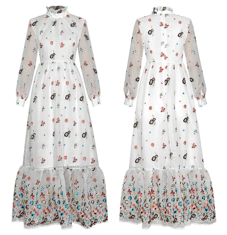 Осень 2021 шикарное элегантное женское Платье макси с длинным рукавом