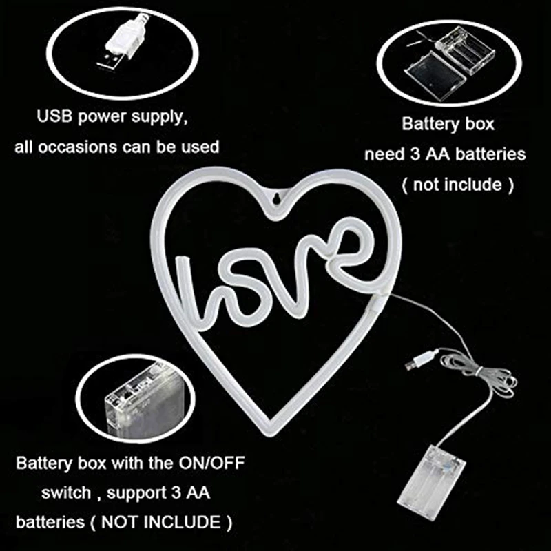 

Love Neon Signs Led Lights,USB/Battery Neon Lights Up Signs for Bedroom,Birthday, Wedding Party,Holiday,Home Wall Decor