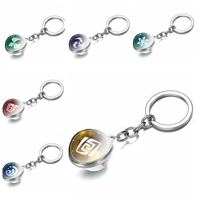 

New Product Two Elements Peripheral God's Eye Original God Keychain Fashion Double-sided Cabochon Glass Ball Keychain