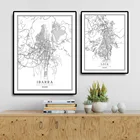 Эквадор креативная Карта города, Кито, Абстрактная Картина на холсте, черно-белая Настенная картина, постер, картина для украшения дома