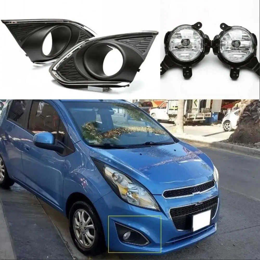 

JanDeNing Front Bumper fog Light Lamp Set with Wiring & Switch for Chevrolet Spark 2013-2015