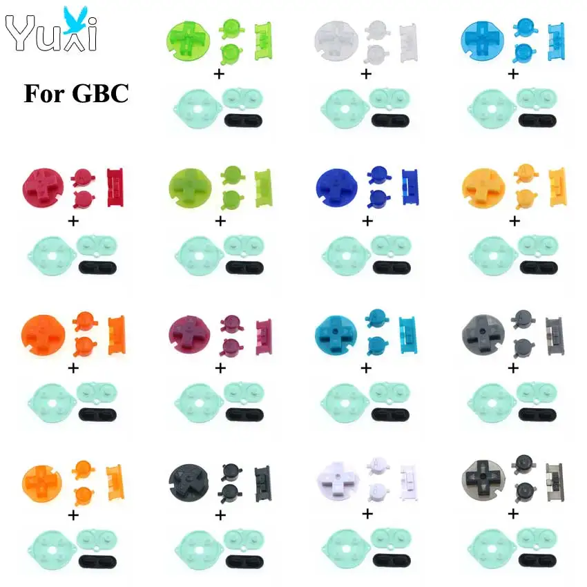

YuXi 15 Colors A B D-Pad Key Power ON Off Buttons Keypads With Conductive Rubber Pad For Gameboy Color For GBC Console