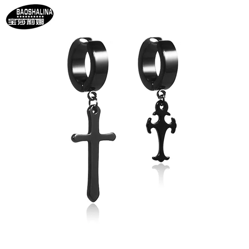 Продукты не аллергический крест из нержавеющей стали серьги без отверстия для