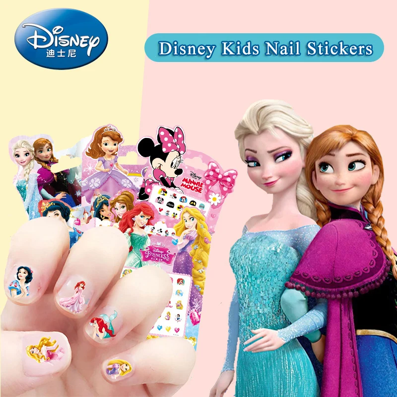 

5 Pcs/lot Disney Frozen Elsa Anna Snow White Nail Stickers Toy Princess Mickey Minnie Mouse Sofia The First Girls Gifts