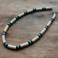 surfer necklace made from white black and blue beads for men tribal jewelry drop shipping