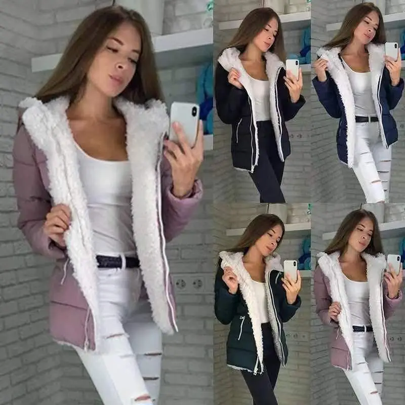 

Fleece Cardigan Hooded Jacket Cotton Jacket Ladies Winter Jacket